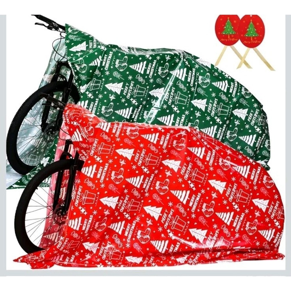 Jumbo Christmas Gift Bags 72x60 2pc Extra Large Plastic Wrapping Red Green s37
